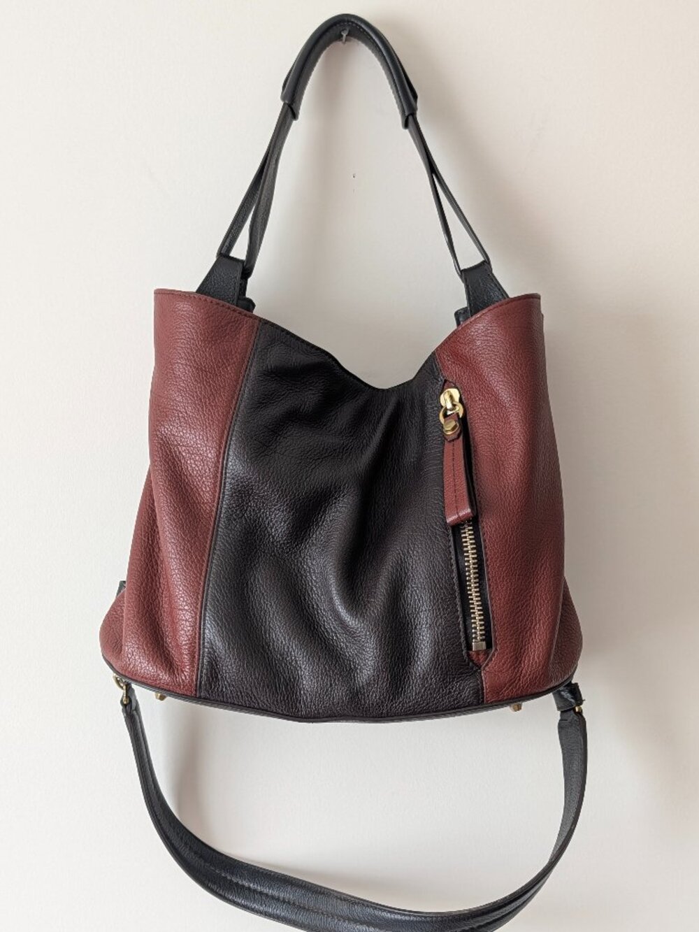 orYANY Leather Shoulder Bag Two‑Tone 100% leather